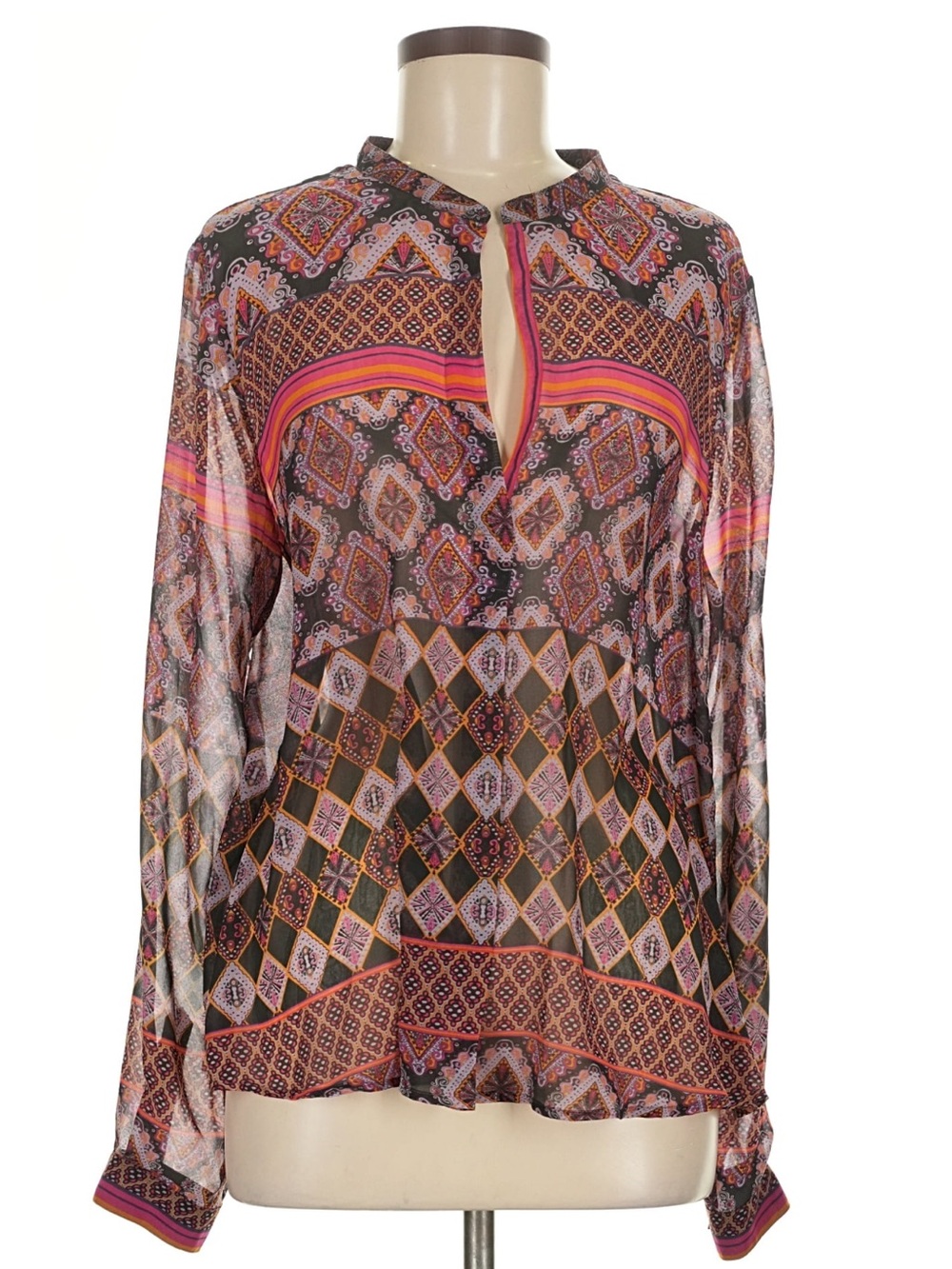 Anthropologie Multicolor Geometric Print Long-Sleeve Blouse